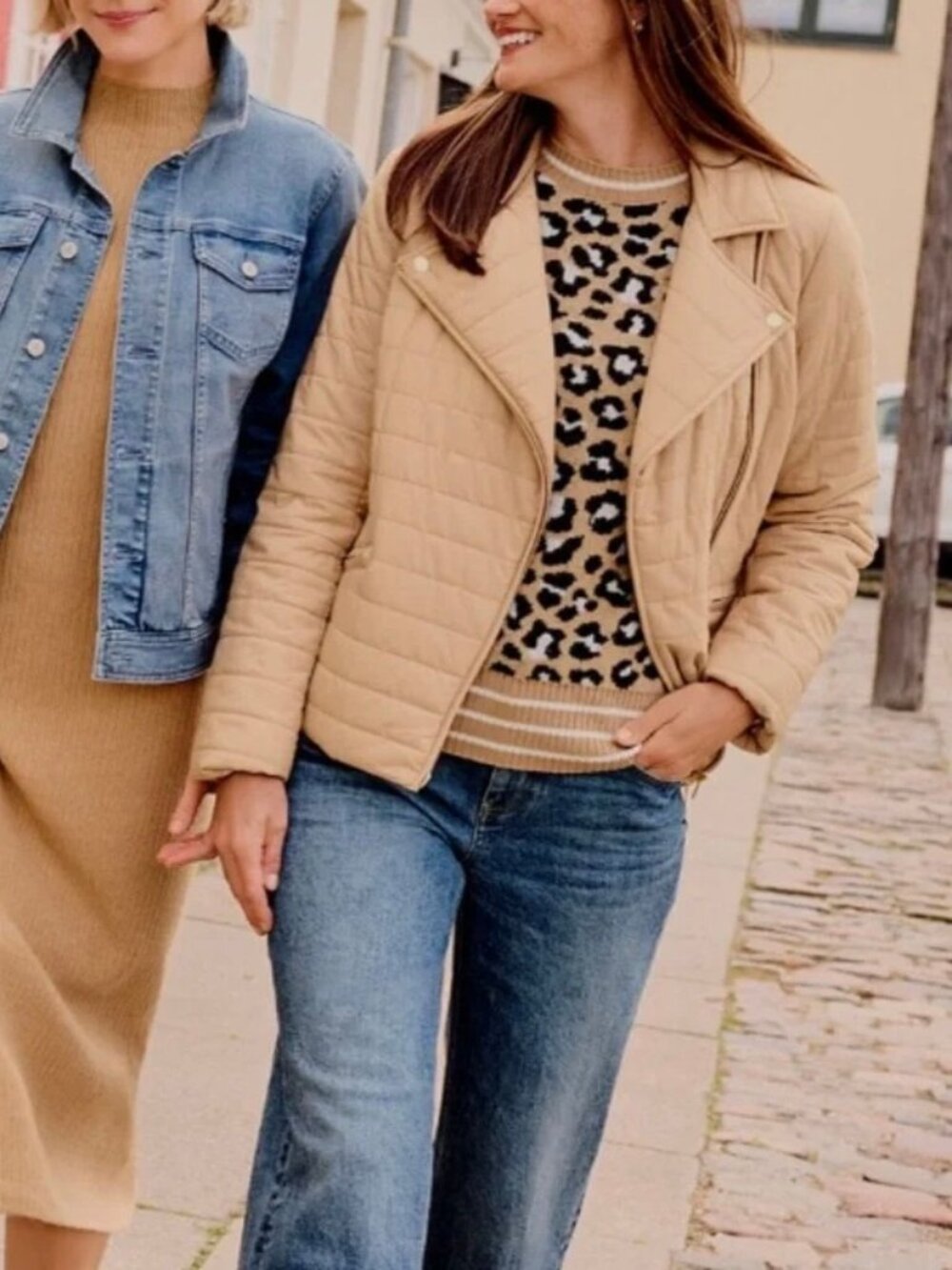 NWT Talbots Quilted Moto Jacket in Camel, Size Medium